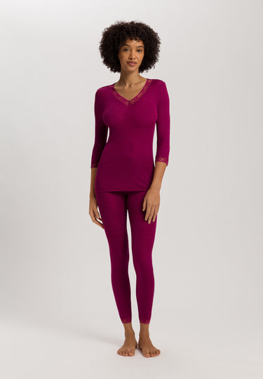 Woolen Lace Lace Trim Wool And Silk Top | Pink Tourmaline 70831-2473